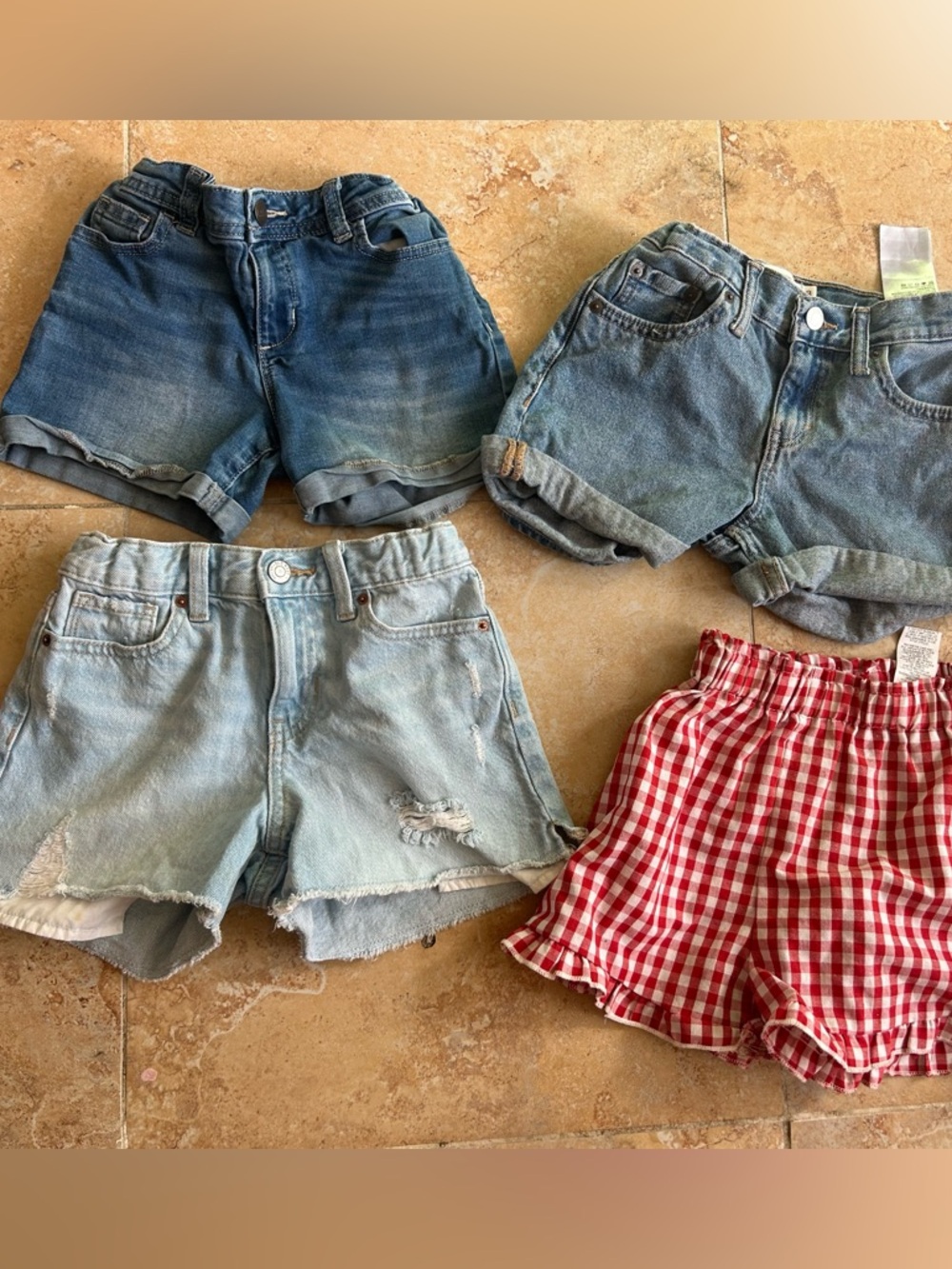 Kids Denim & Gingham Shorts Set size 8